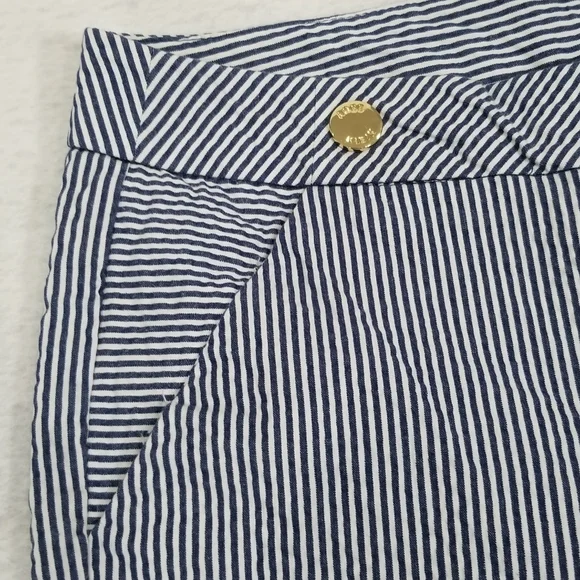Anne Klein Striped Seersucker Pants Blue / White Women's Size 8 - Picture 6 of 15